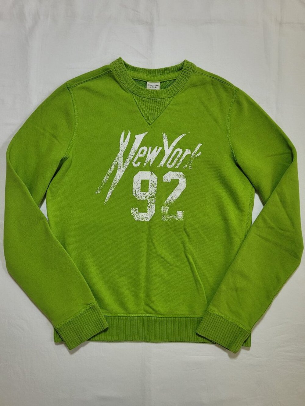 Abercrombie & Fitch Lime Green New York 92 Graphic Sweatshirt Medium Streetwear - Picture 2 of 9